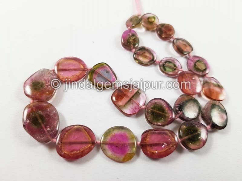 Watermelon Tourmaline Smooth Slices Beads
